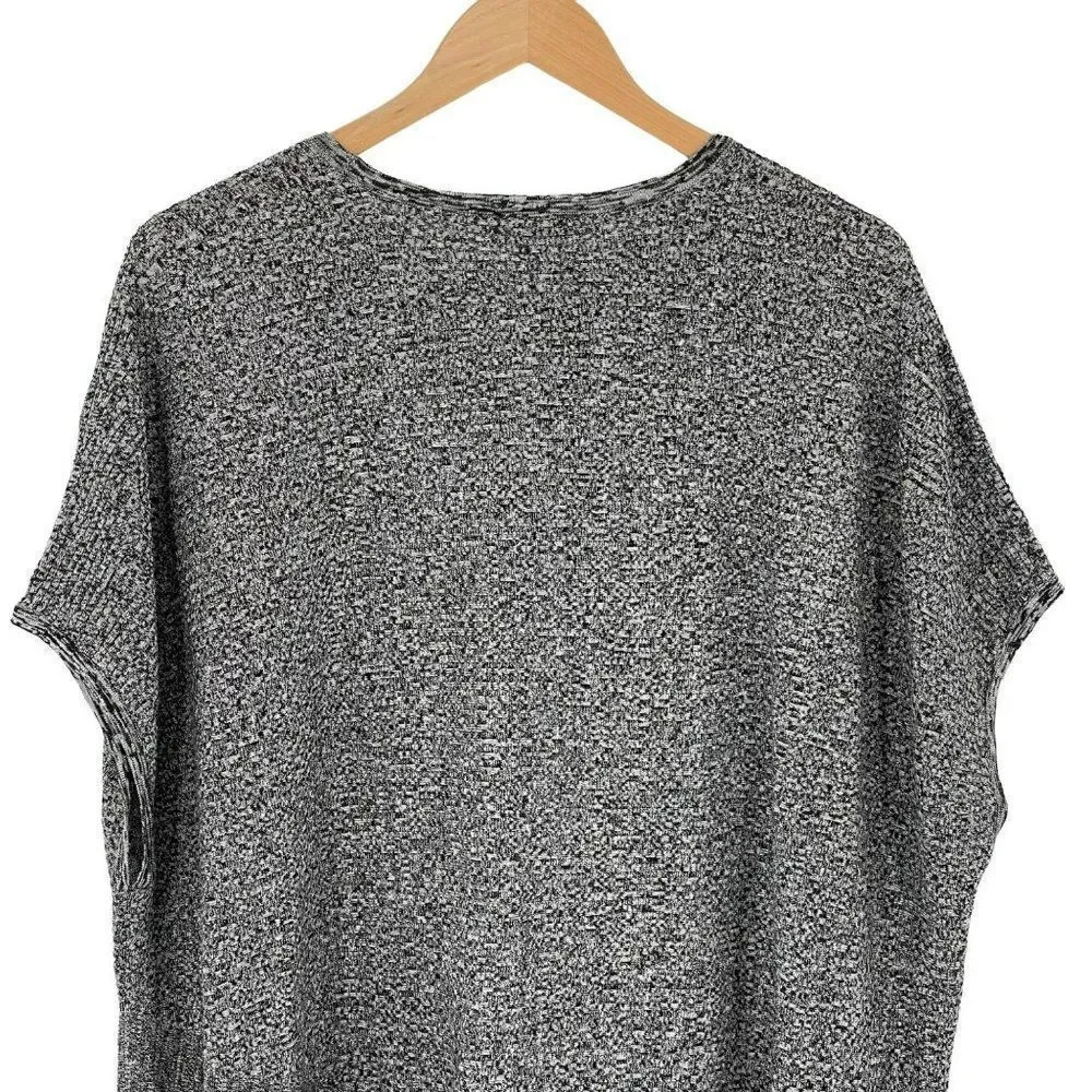 ‎Eileen Fisher Oversized Slub Knit Asymmetrical Black Sweater Tunic L/XL